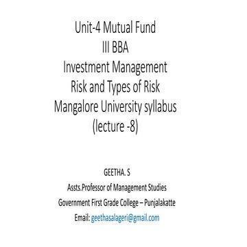 Risk and types of risk measurement of risk