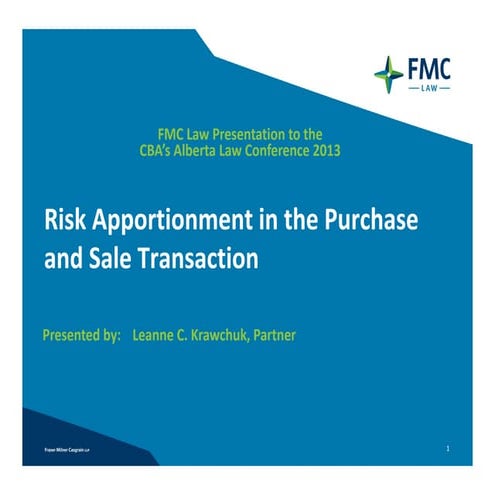 Risk Apportionment in the Purchase and Sale Transaction