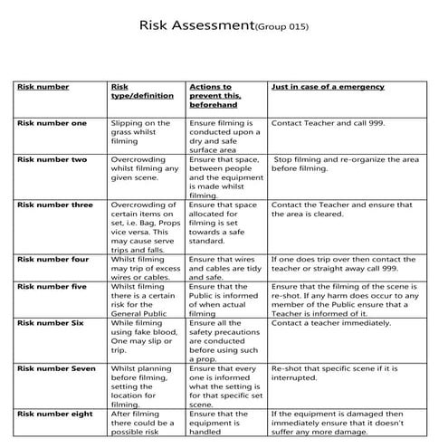 Risk Assesment Group 15