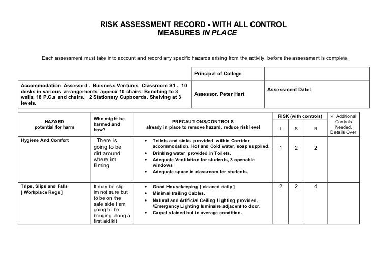 Risk Assessment Template For Cleaners