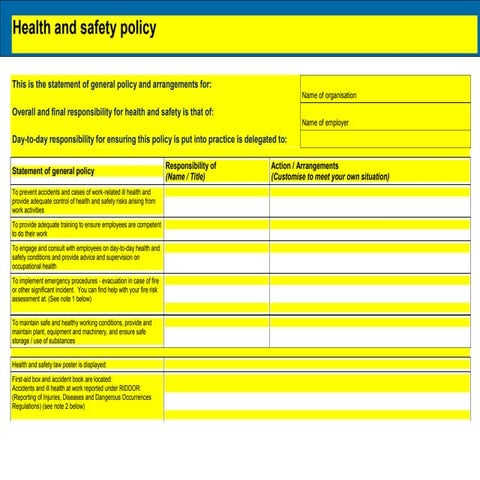 Risk assessment & health and Safety | DOC