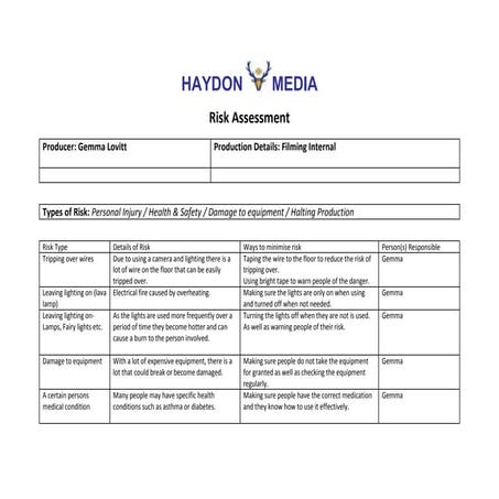 Risk assessment for pitch | DOCX
