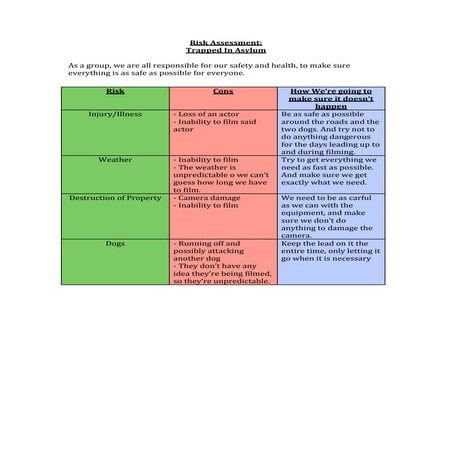 hall risk assessment | DOCX