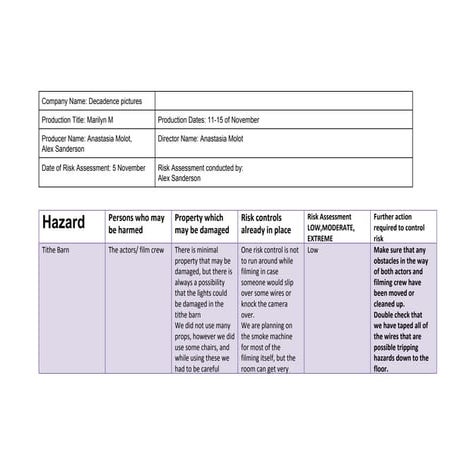 Risk assessment 2019 | DOCX