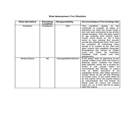 Risk assessment & recce | DOCX