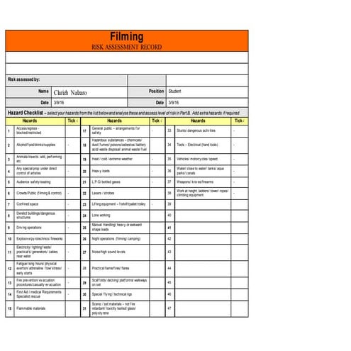 Art room risk assessment | DOCX