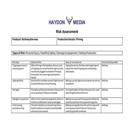Risk assessment for pitch | DOCX