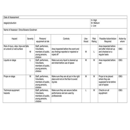 Risk Assessment , | DOCX