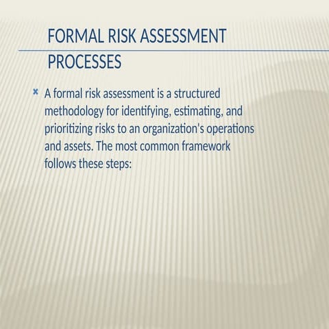Formal risk assessment processes for learners | PPTX