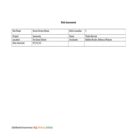 Risk assessment template Reporter four | DOC