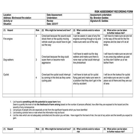 Risk assessment courtyard | DOCX