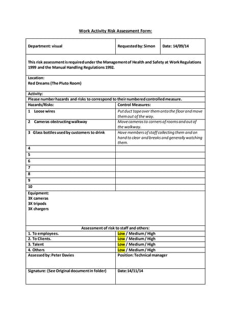 Risk assessment example 2 | PDF