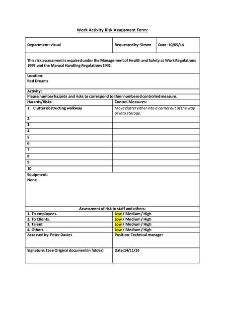 Risk assessment example 3 | PDF