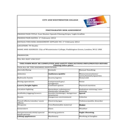 Risk assessment form complete | DOC