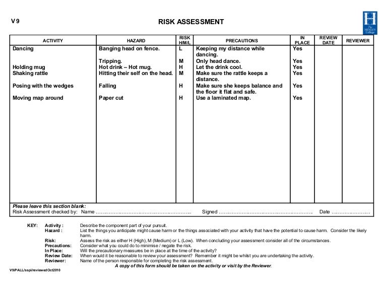 risk assessment form