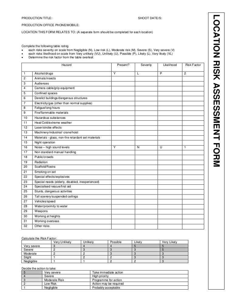 Risk assessment form