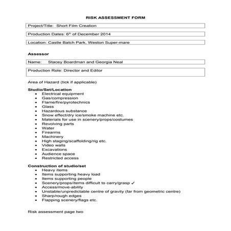 Risk assessment on town centre | DOC