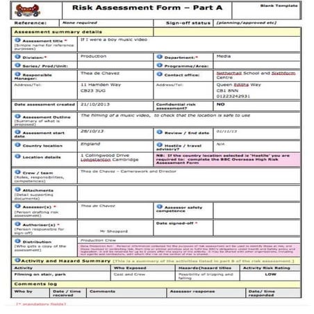 Risk assessment for slideshare