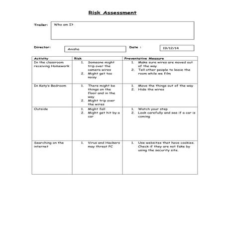 Risk assessment for trailer | DOC