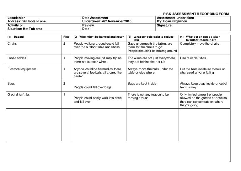 Risk assessment garden joe