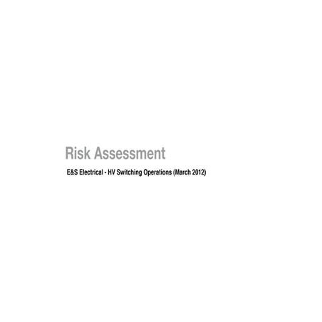 Risk Assessment Hv Switching Operations (March 2012) | PDF