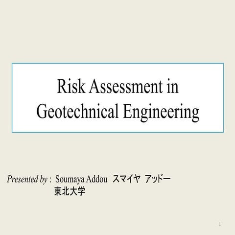 Risk Assessment in Geotechnical Engineering