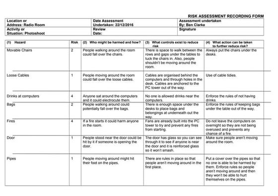 Risk assessment template | DOC