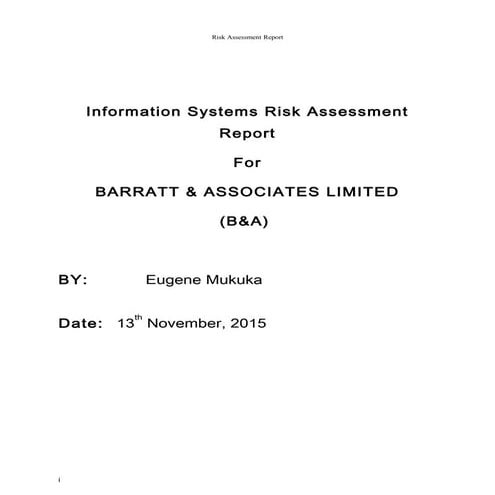 Risk assessment report | DOC