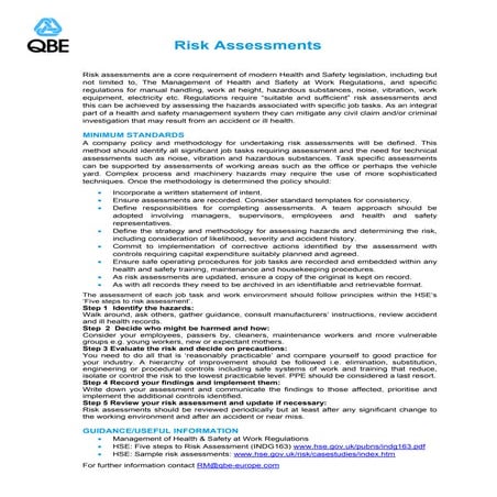 Risk Assessments   Qeb Standards 19