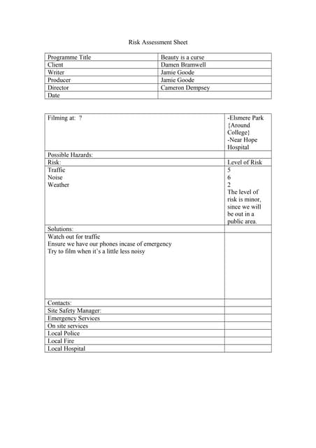 Risk Assessment Pdf Risk Assessment Pdf