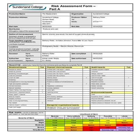 Risk assessment for pitch