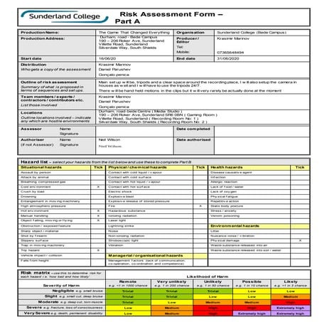 Risk Assessment Documentary | DOCX