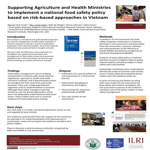 Supporting agriculture and health ministries to implement a national food saf...