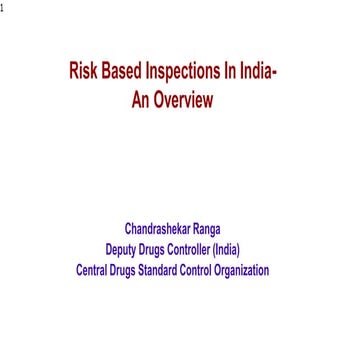 CDSCO Risk Based Inspection presentation | PDF