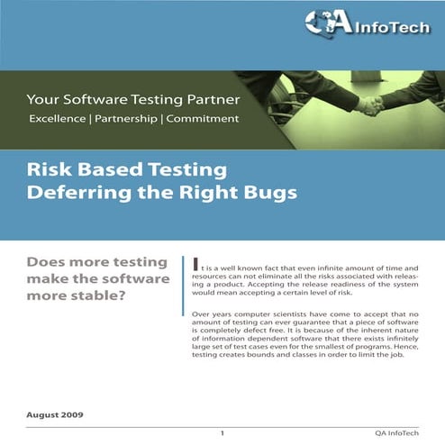 Risk Based Testing: Deferring the Right Bugs