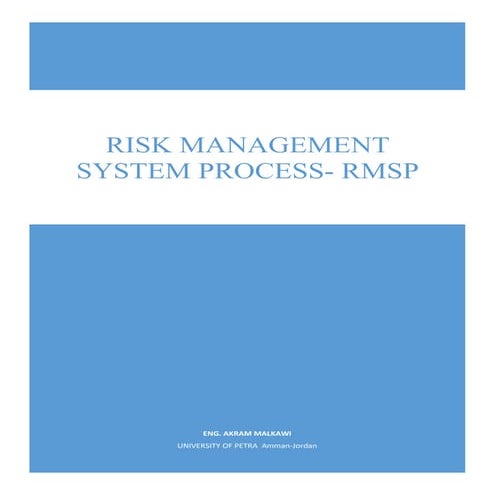 Risk Based Thinking - RMSP "RISK MANAGEMENT SYSTEM PROCESS"