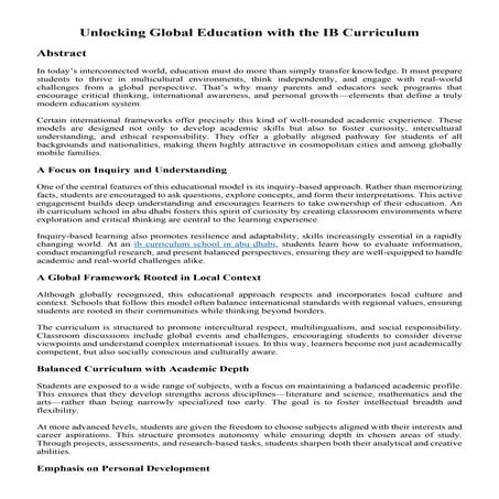 Unlocking Global Education with the IB Curriculum
