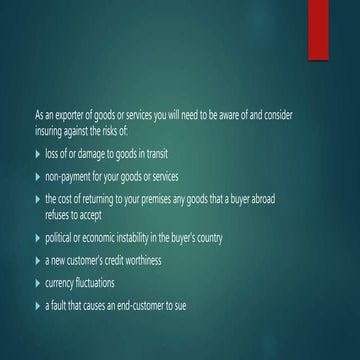 Risk covering documents for export and import business (International business)