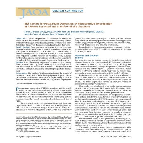 Risk factors ppd | PDF