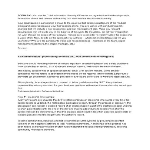 Risk management in Healthcare on Cloud | PDF