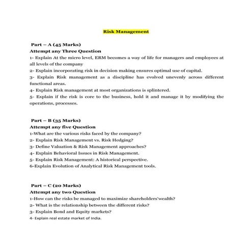 MIBM - Risk management