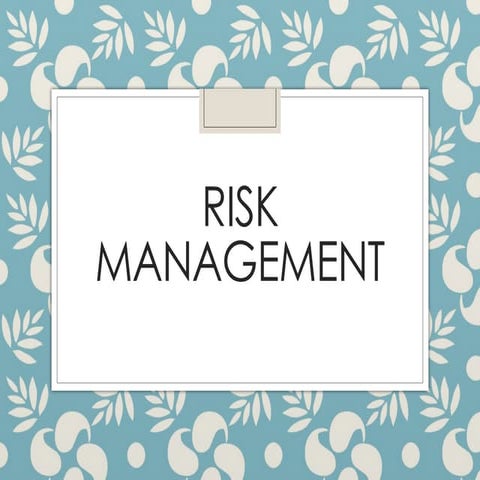Risk Management Policy Risk Index Risk assessment