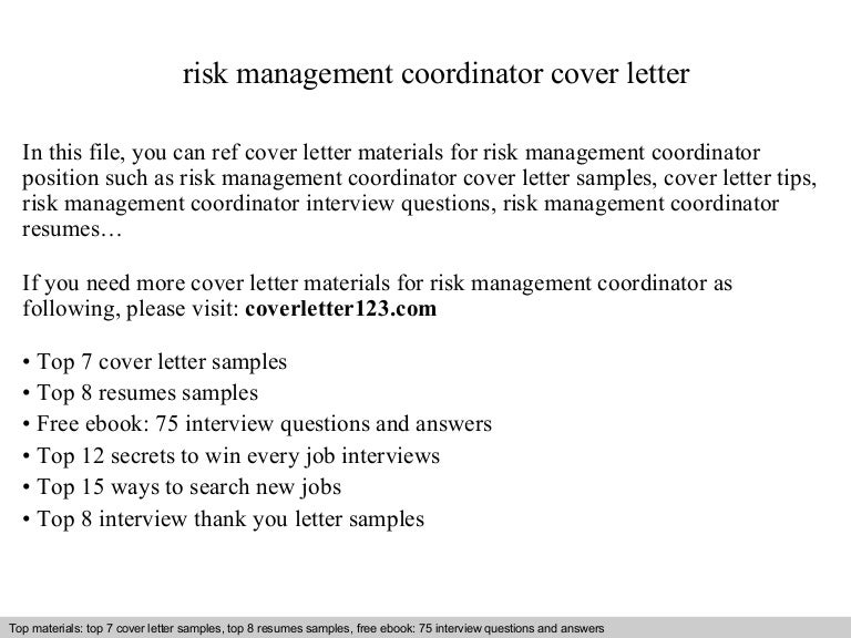 Risk Management Coordinator Cover Letter