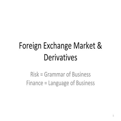 Risk Management & Forex Derivatives