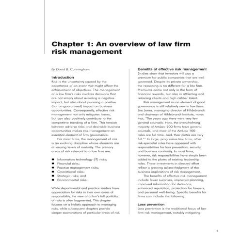 Risk management for law firms   chapter 1 ark 2009 by dave cunningham