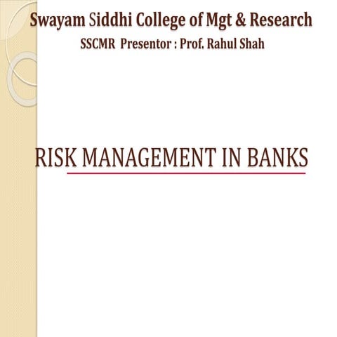 Risk management in banks