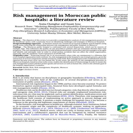 Risk management in Moroccan public hospitals_ a literature review