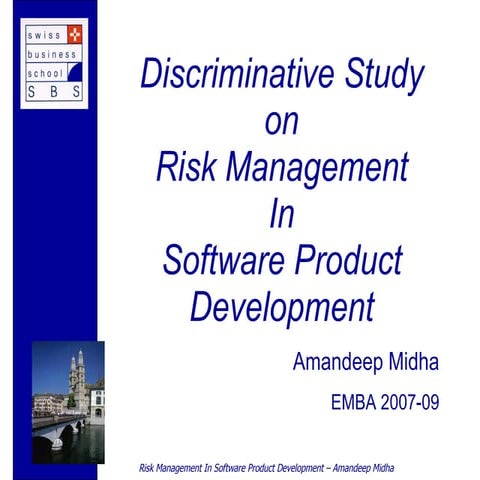Risk Management In Software Product Development