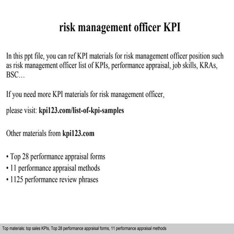 Risk management officer kpi | PPT