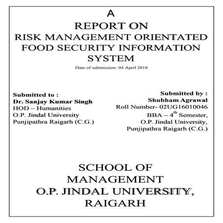 Risk management orientated food security information system report